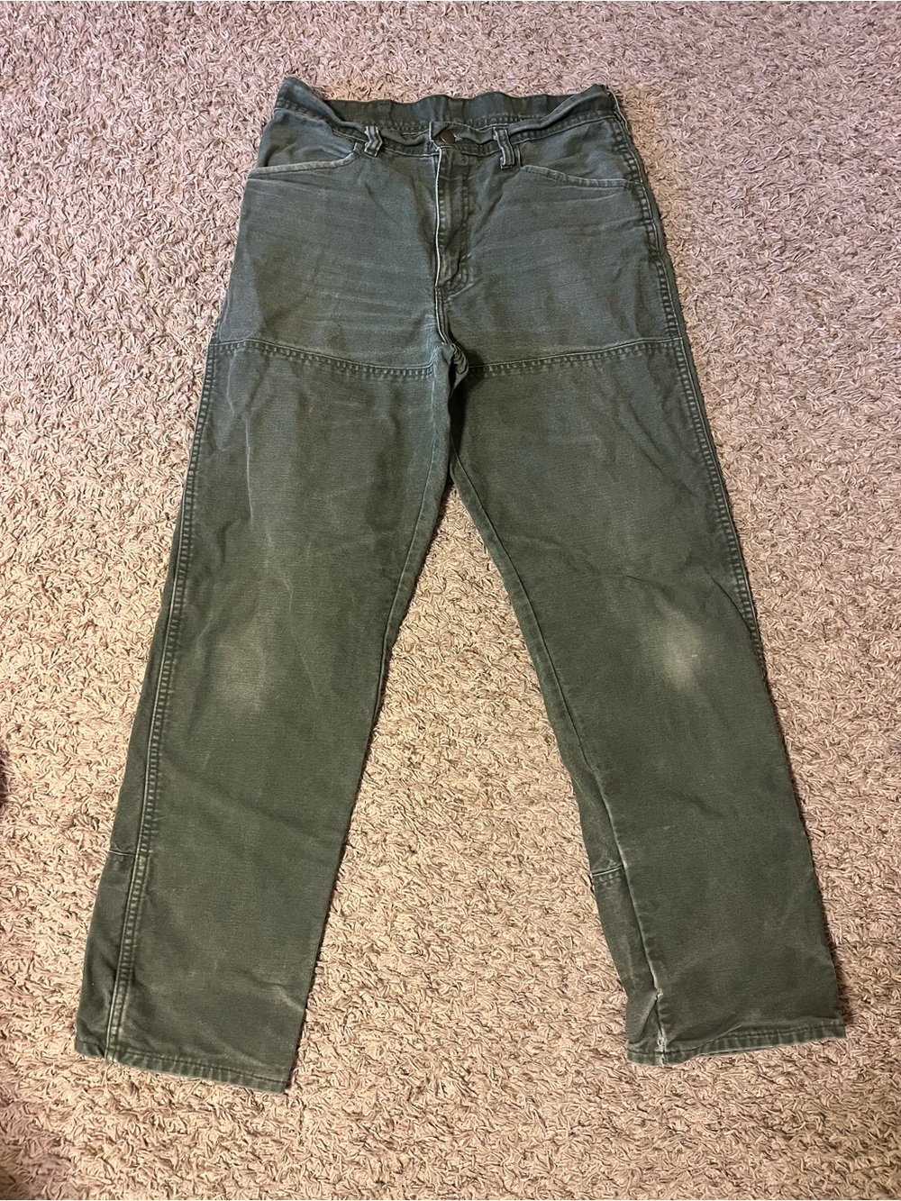 Olive Green Casual Cargo Workwear Pants